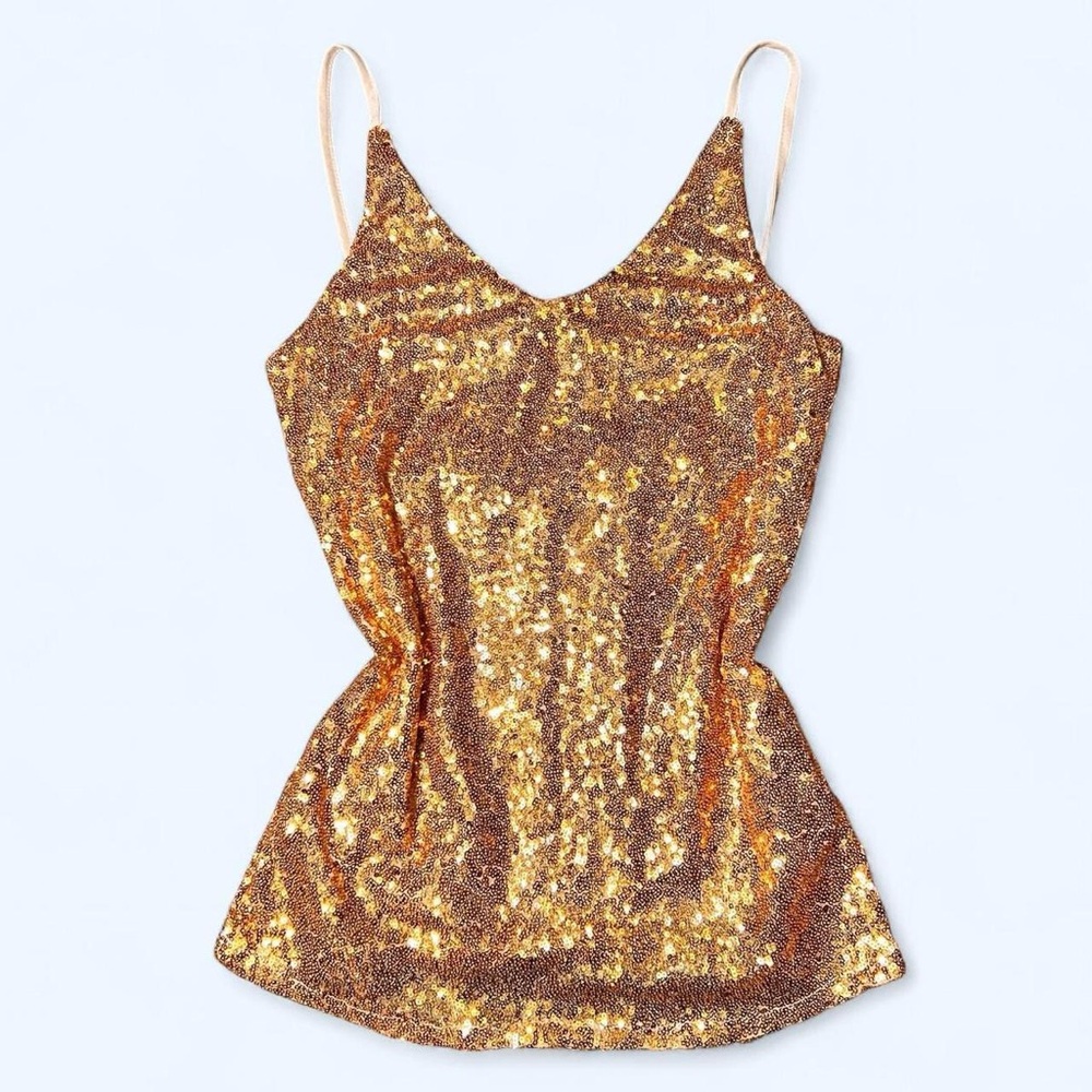 Y2K Gold Sequin Tank Top!